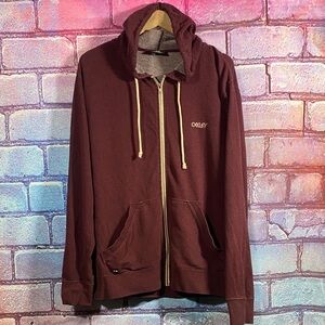 Oakley Men’s Large Burgundy Full Zip Hoodie Athletic Sweatshirt